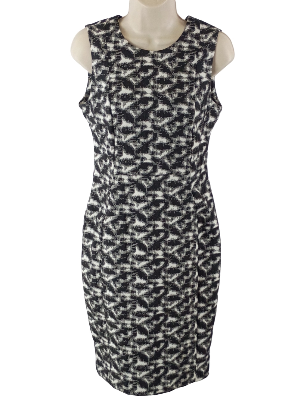 Calvin Klein Black and White Sleeveless Sheath Midi Dress - Picture 3 of 9